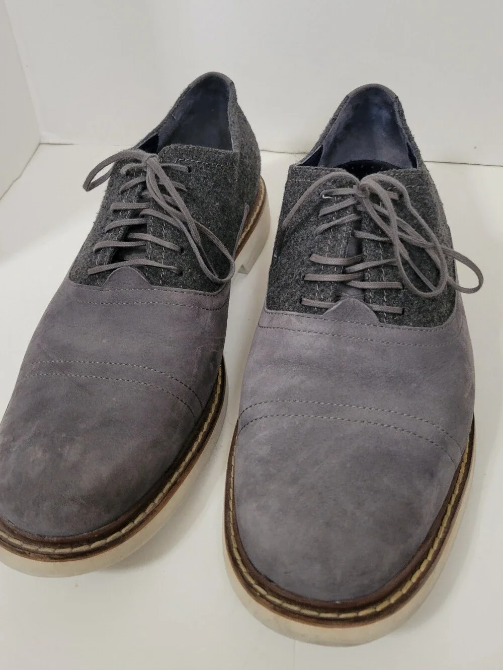 Cole Haan Air Harrison Eva Oxford size 10 Charcoal Nubuck Leather Wool C10771